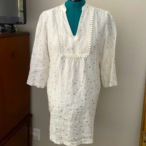 Elegant White and Gold Women's Dress